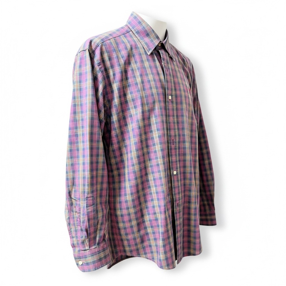 Ralph Lauren Men's Pink and Blue Plaid Shirt